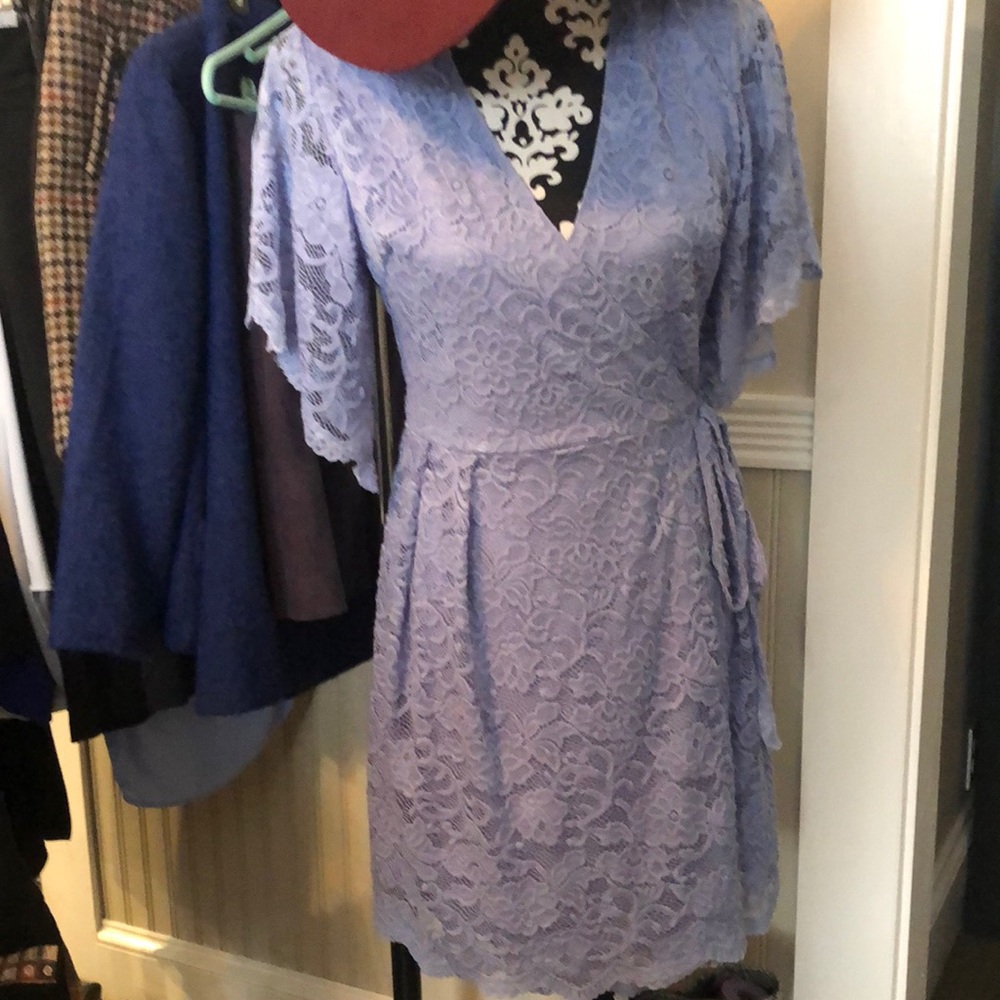 Francesca's Lace Periwinkle/Light Blue Wrap Dress